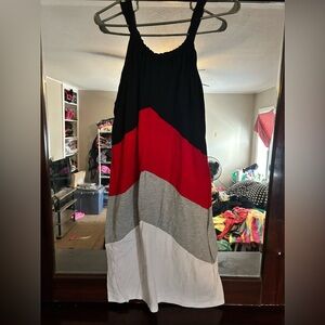 Colorblock Maxi Dress - Black, Red, Gray, White
